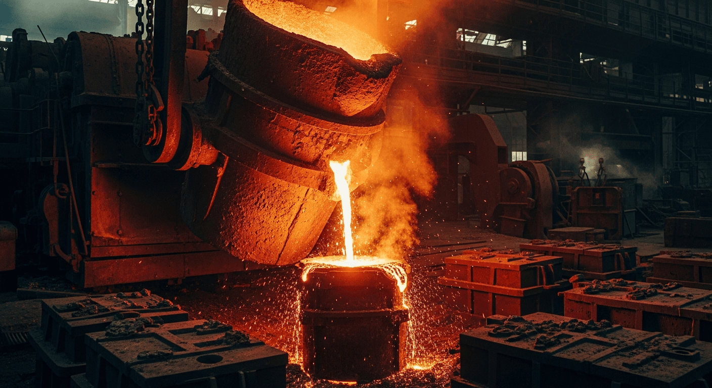 Foundry melting hall and pouring practices at Sakura Casting.